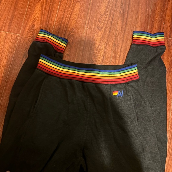 Aviator Nation Rainbow Rib Sweatpants (XL, black/charcoal) VGUC - Picture 3 of 4